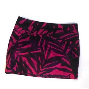 Express Design Studio Palm Print A Line Mini Hot Pink Floral Purple Skirt